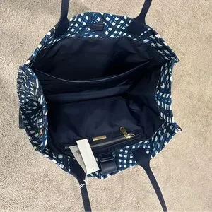 即発★TORY BURCH★ELLA PRINTED TOTE 145610_401 Navy Gingham Ella Printed Tote: Women's Designer Tote Bags | Tory Burch